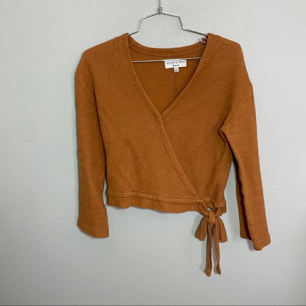 Madewell Texture & Thread Orange Wrap Tie Top - Picture 2 of 4